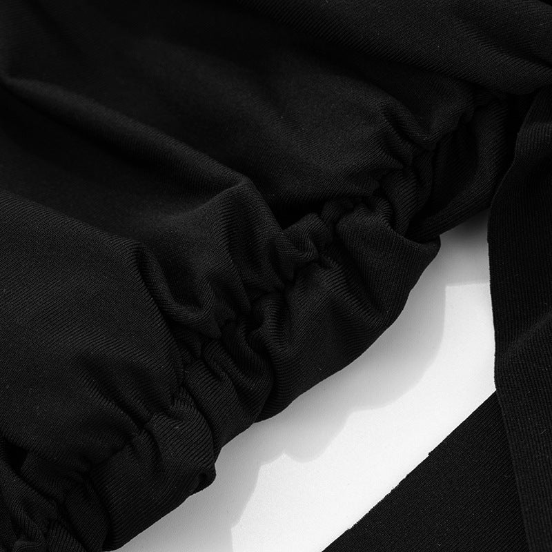 Sexy Strapless Backless Mesh Ruched Mini Dress – Bodycon Clubwear, Free Shipping, Crypto Accepted