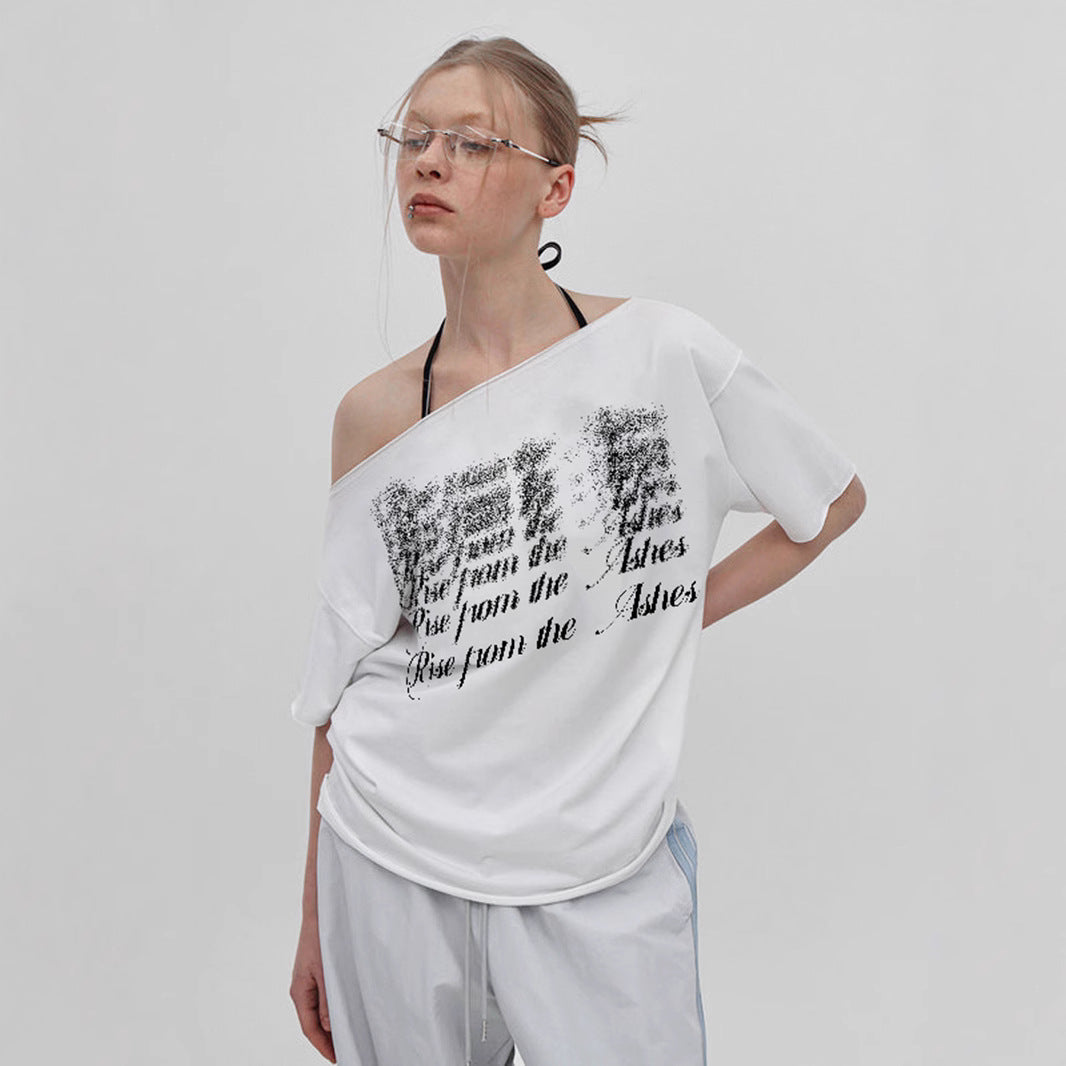 Y2K Off-Shoulder Top - Printed Relaxed Fit Tee | Crypto Payments