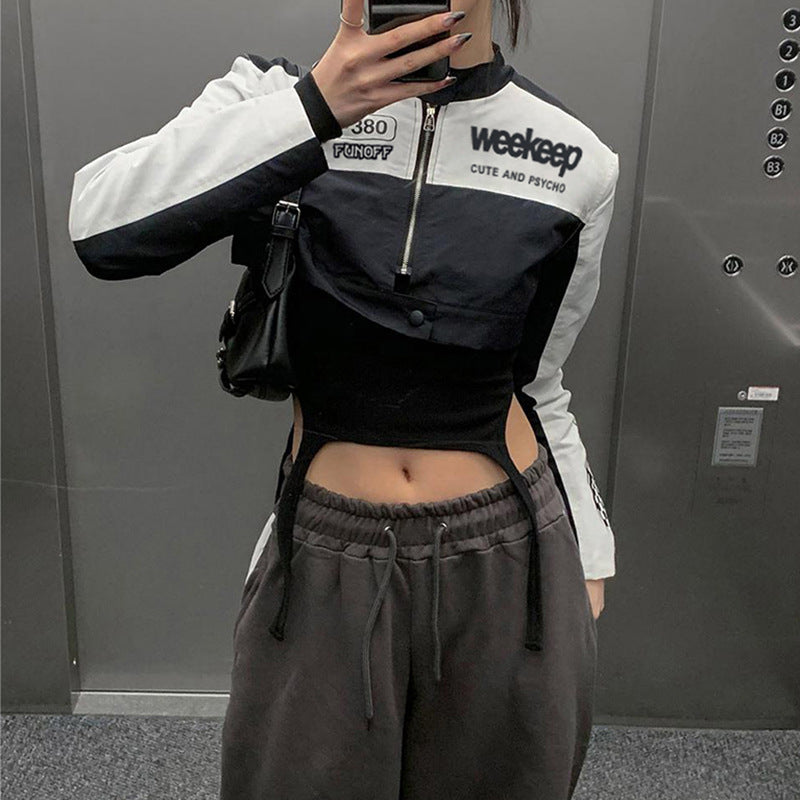 Women's Cropped Biker Jacket - Edgy Motorcycle Style Zip-Up Top| Free Shipping|Crypto Payments