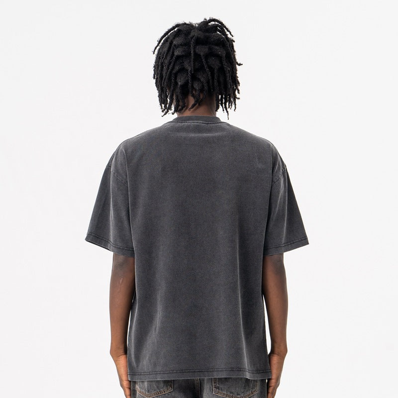 Oversized Vintage Crew Neck Tee | Streetwear T-Shirt for Men | Black Cotton | Free Global Shipping | Crypto Accepted