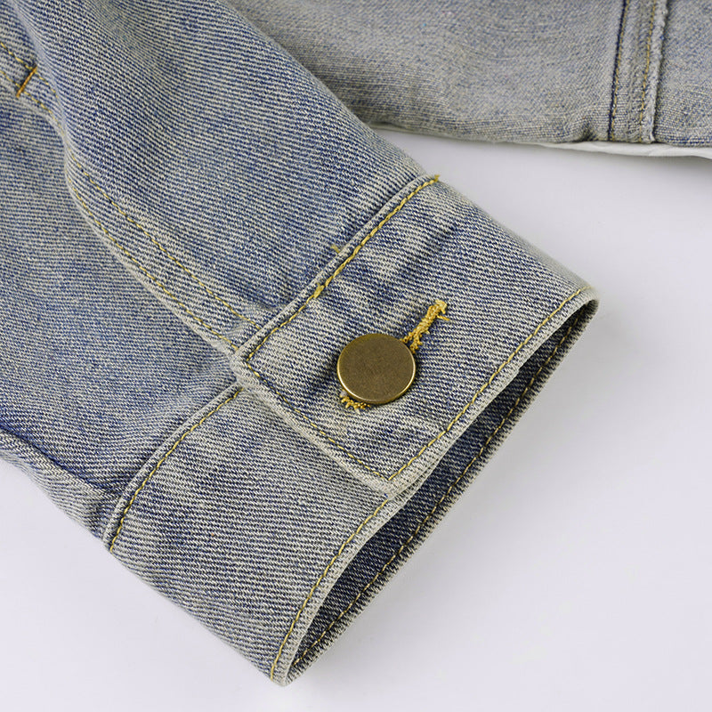 Streetwear Cropped Denim Vest - Distressed Stand Collar Outerwear| Free Shipping|Crypto Payments