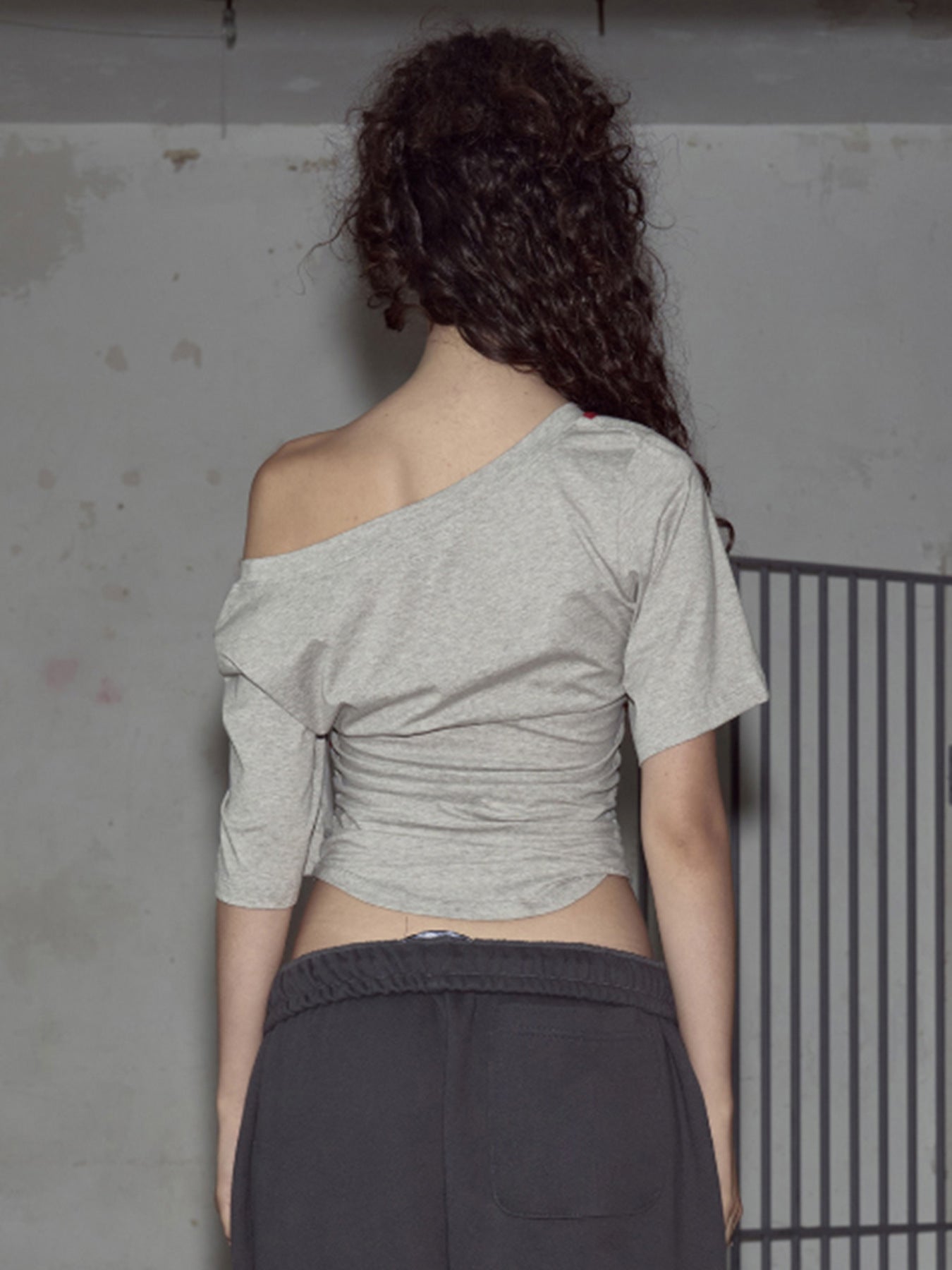 Color-Block Off-Shoulder Tee - Geometric Streetwear Top |Free Shipping|Crypto Payments