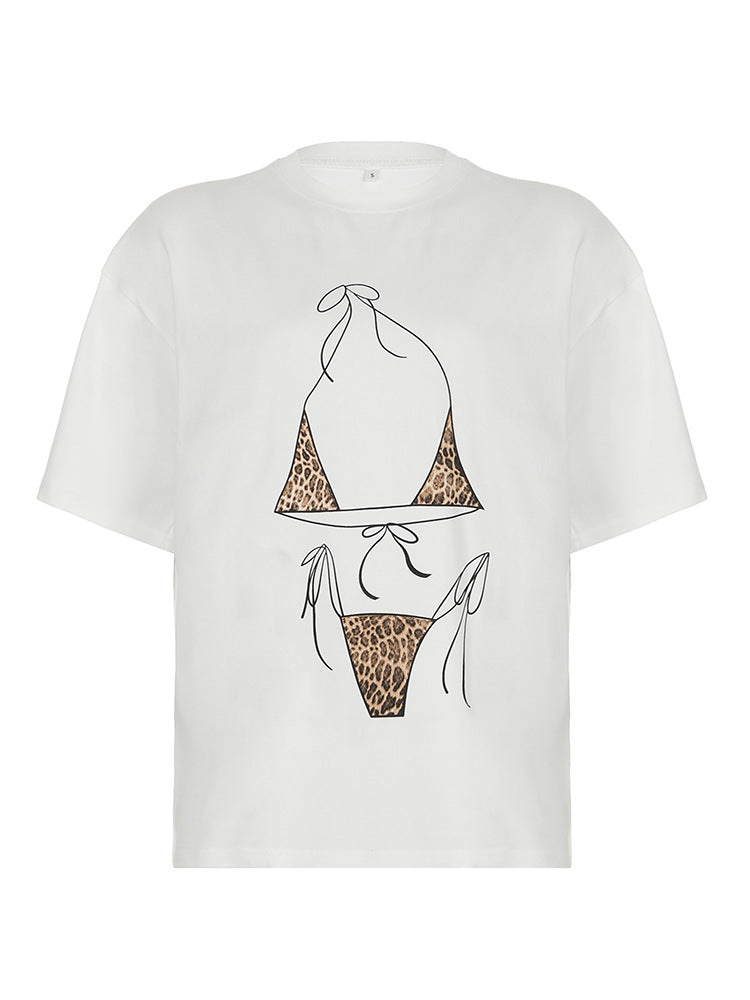 Bikini Print Crop Top - Hip-Hop Graphic Tee | Free Shipping|Crypto Payments