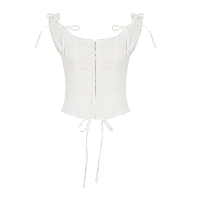 Top Corset com Gravata Borboleta Y2K - Blusa Curta Doce e Sexy Feminina Sem Costas | Frete Grátis para todo o Mundo | Pagamentos com Criptomoedas