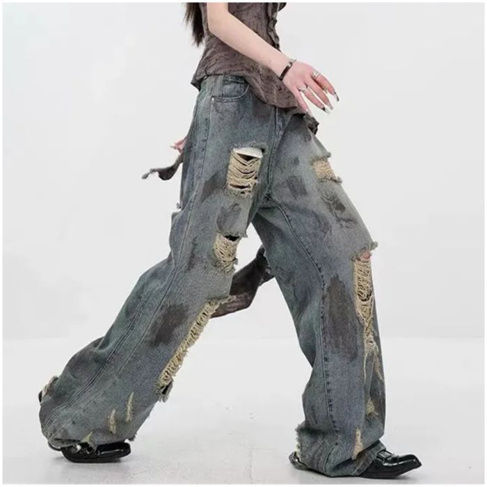 Tie-Dye Destroyed Jeans - Grunge Streetwear Trousers(XS-XL)|Free Shipping|Crypto Payments