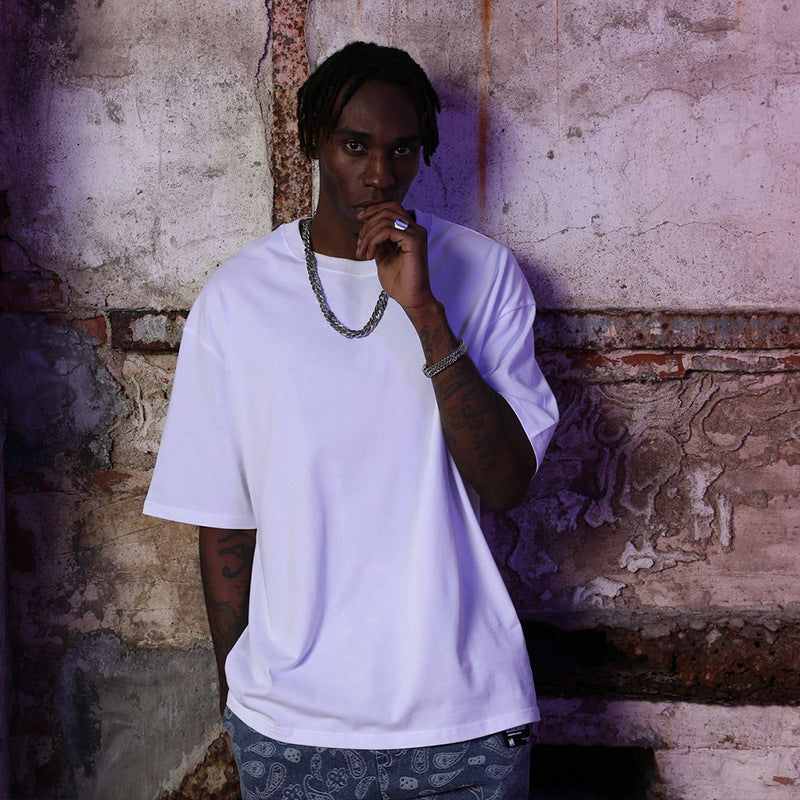 Eco Men's Oversized Cotton Tee - Organic Streetwear | Free Global Shipping | Crypto Pay