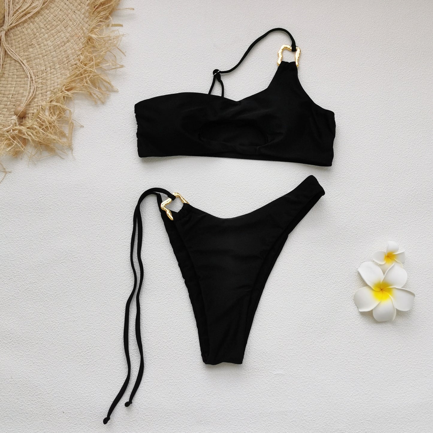 2025 Trend Cutout Bikini Set - Single Strap Design | Crypto Pay