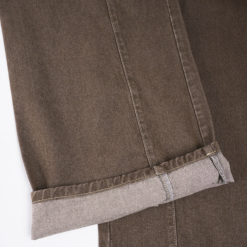 Y2K Low-Rise Flared Jeans - Vintage Mallard Color Wide-Leg Trousers | Free Shipping