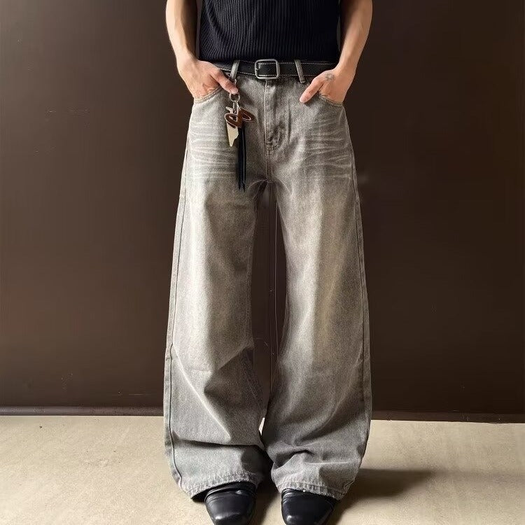 90s Grey Flare Jeans Men's Vintage Denim Pants | Y2K Straight Leg | Free Shipping