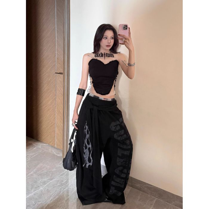 Street Style Flame Trousers - Oversized Cotton Lounge Pants( S-XXL )| Free Shipping|Crypto Payments