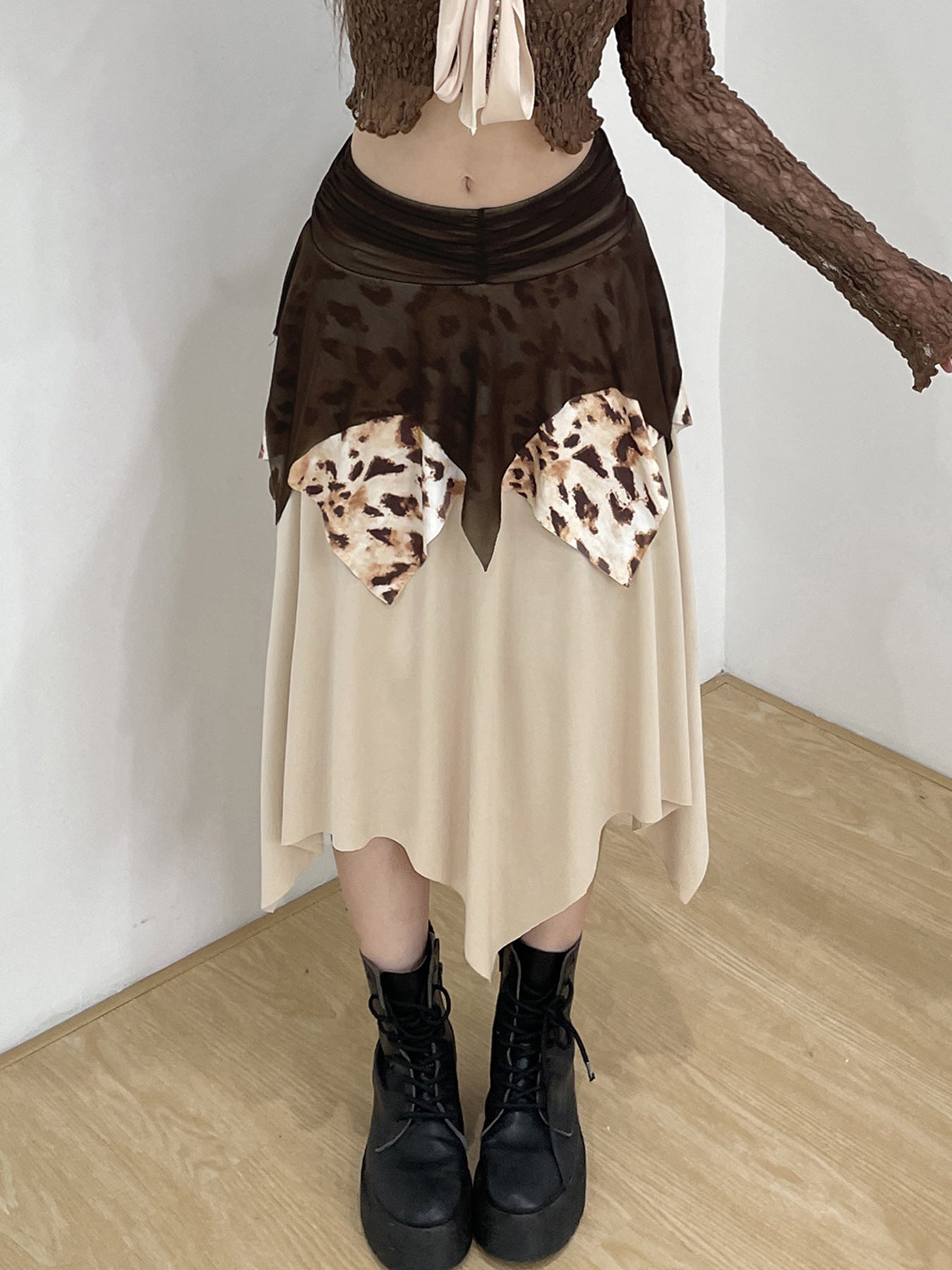 Leopard Mesh Skirt - Tribal Asymmetrical Maxi | Free Shipping|Crypto Payments