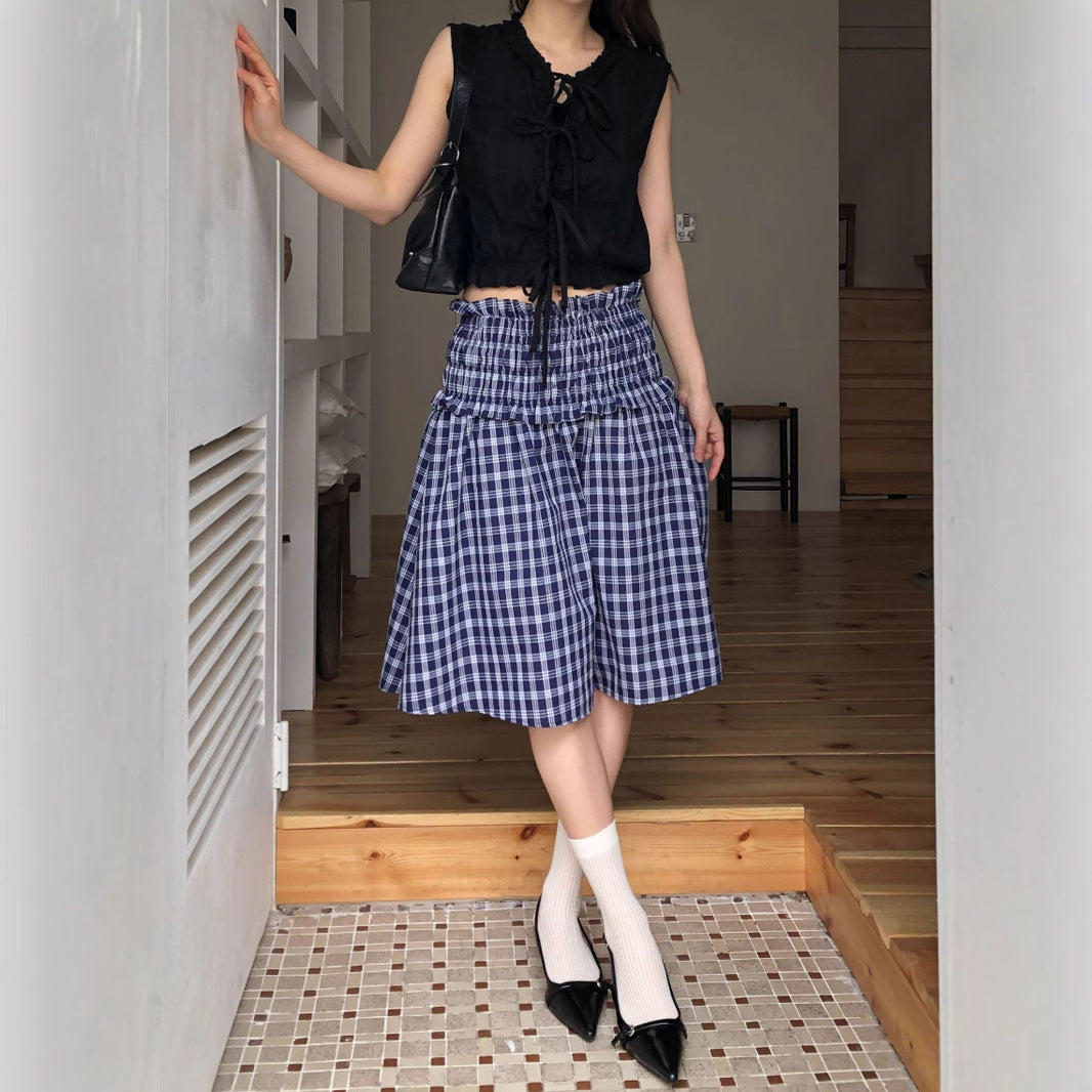 Two-Way Smocked Skirt - Color-Block Tiered Midi Skirt | Free Shipping| Crypto Payments