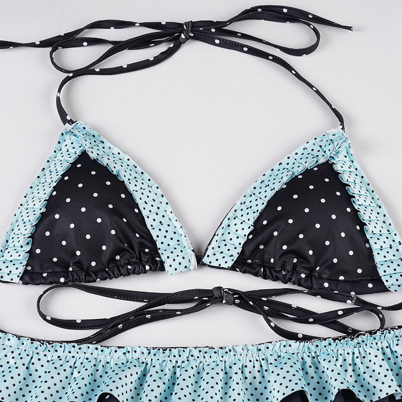 Polka Dot Ruffle Bikini Set - Sweet & Sexy Halter Bralette | Free Shipping