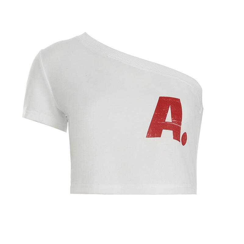 Y2K Off-Shoulder Top - Sexy Printed Crop Tee| Free Shipping|Crypto Payments