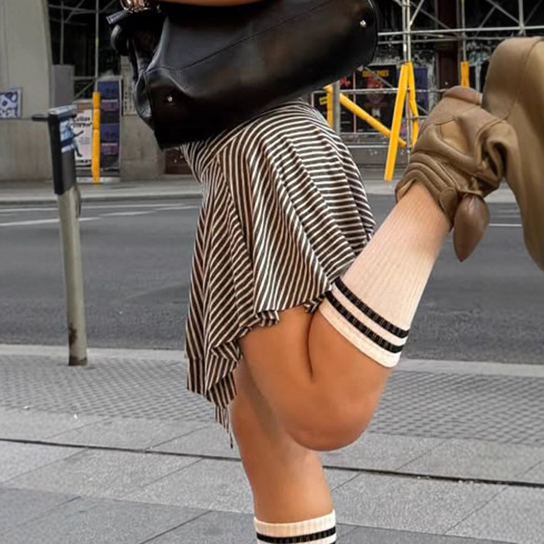 Women's Stretch Mini Skirt - Edgy Asymmetrical Striped Design| Free Shipping| Crypto Payments