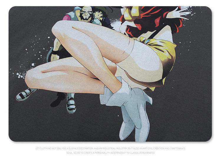 Anime Girl Graphic Tee - Vintage Washed Streetwear T-Shirt