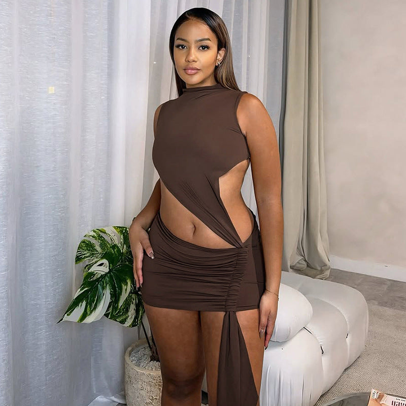 Y2K Backless Mini Dress - Sleeveless Cut-Out Bodycon with Ties | Free Shipping & Crypto Pay