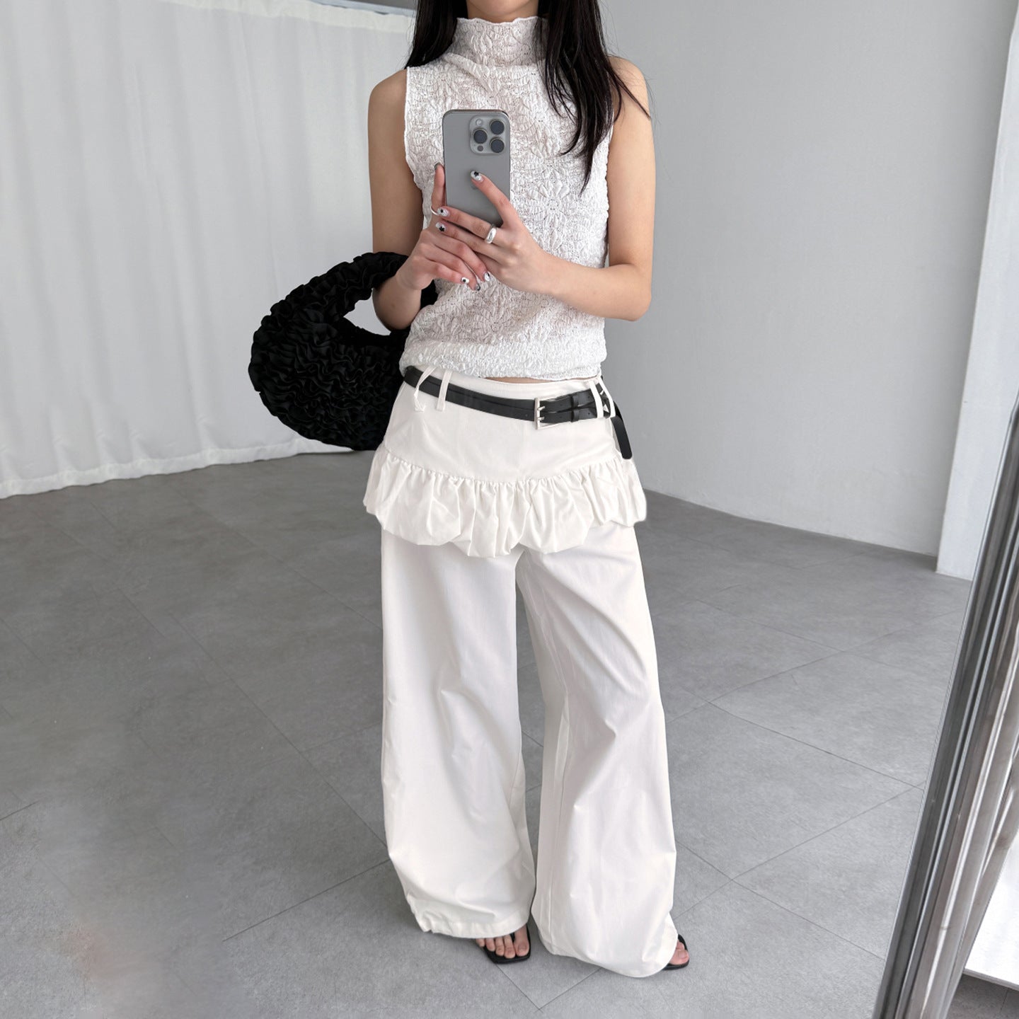 Korean Peplum Pants - False Two-Piece Wide Leg Trousers | Free Shipping