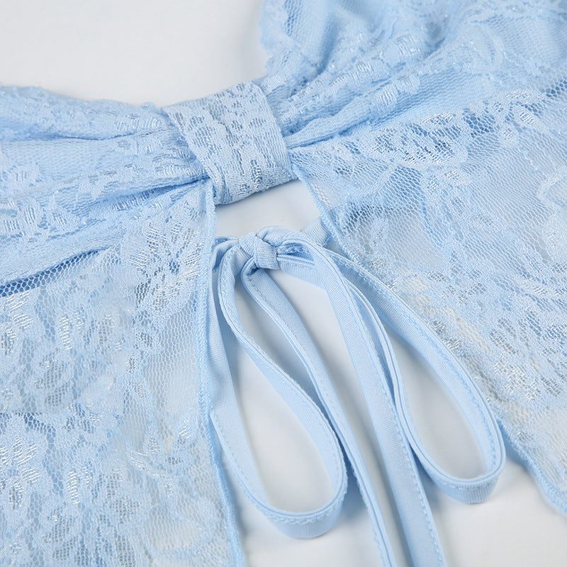 Sheer Lace Bustier - Sweet & Sexy Halter Bralette | Crypto Payments