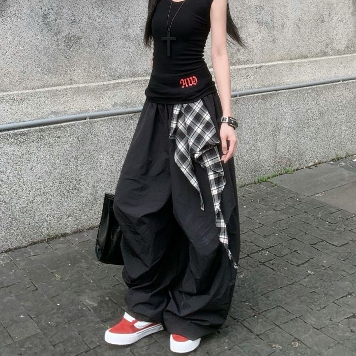 Retro Panel Pants - High Waist Streetwear Bottoms(S-XL) | Free Shipping|Crypto Payments