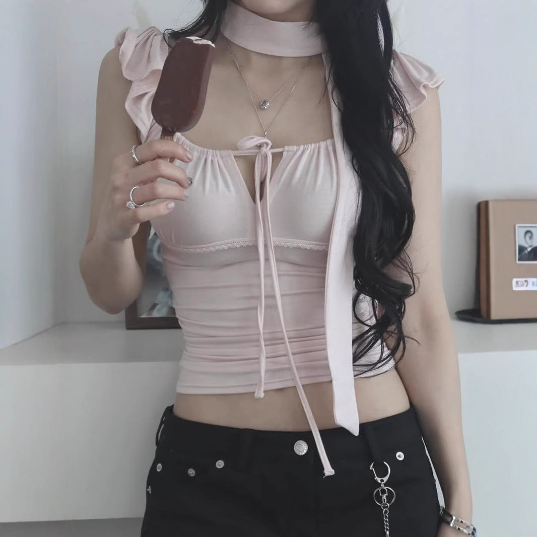 Y2K Top - U-Neck Flutter Sleeve Bustier |Free Shipping |Crypto Payments