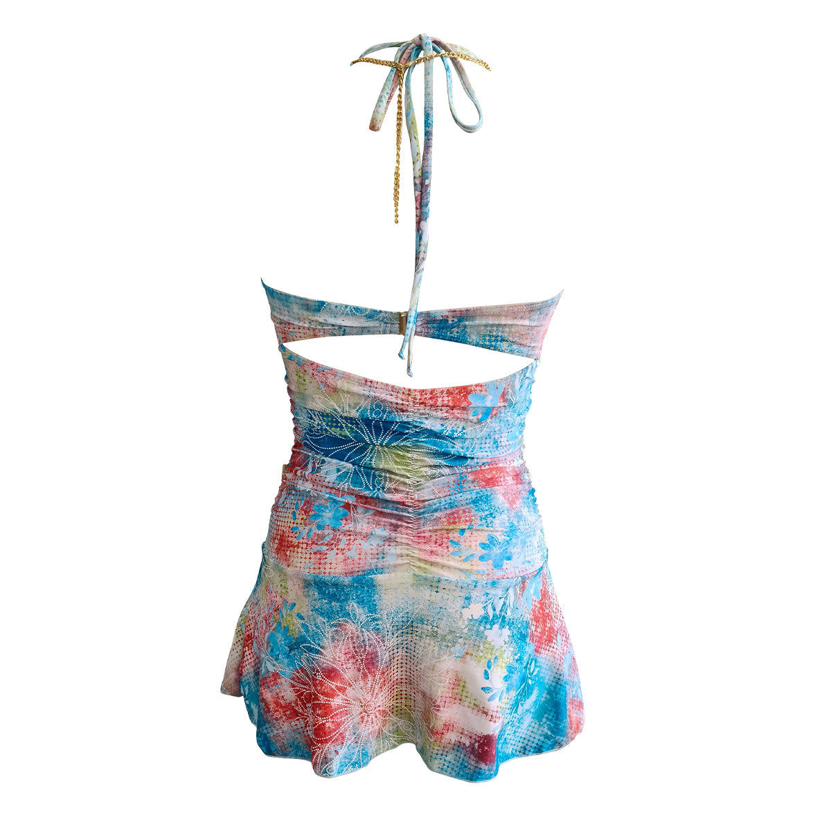 Women's Lace-Up Swim Dress - Floral Cutout Design | Crypto Pay