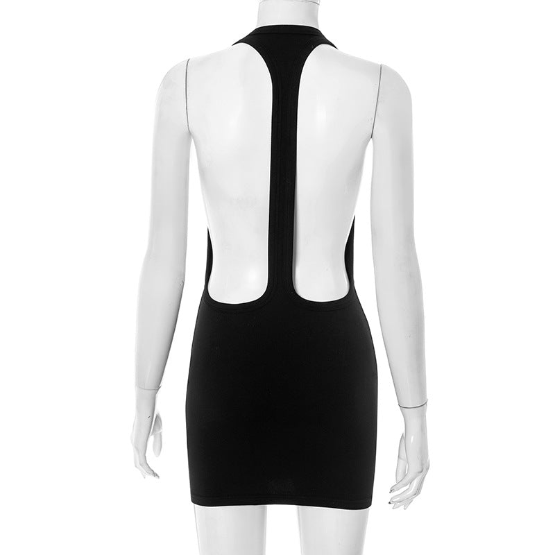 Sexy Black Halter Backless Bodycon Mini Dress – Free Shipping, Crypto Accepted