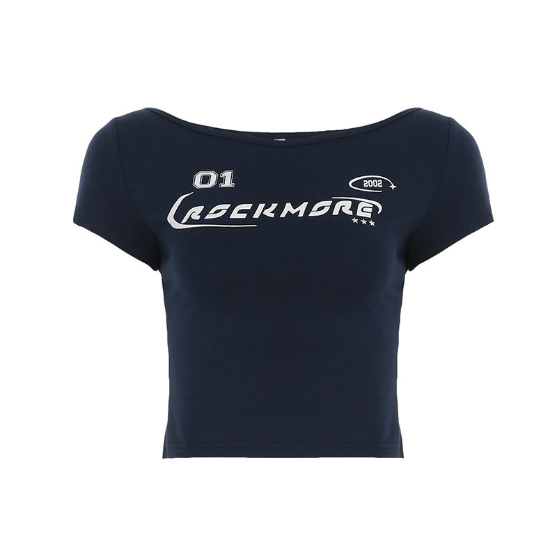 Graphic Crop Tee - Structured Shoulder Streetwear Top |Free Shipping|Crypto Payments