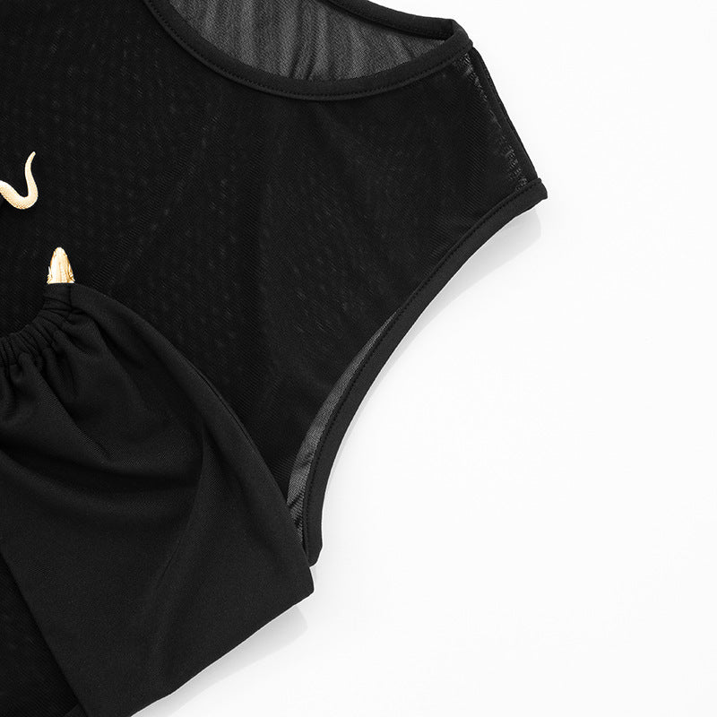 Sexy Snake Print Top - Sheer Mesh Corset Style | Crypto Payments