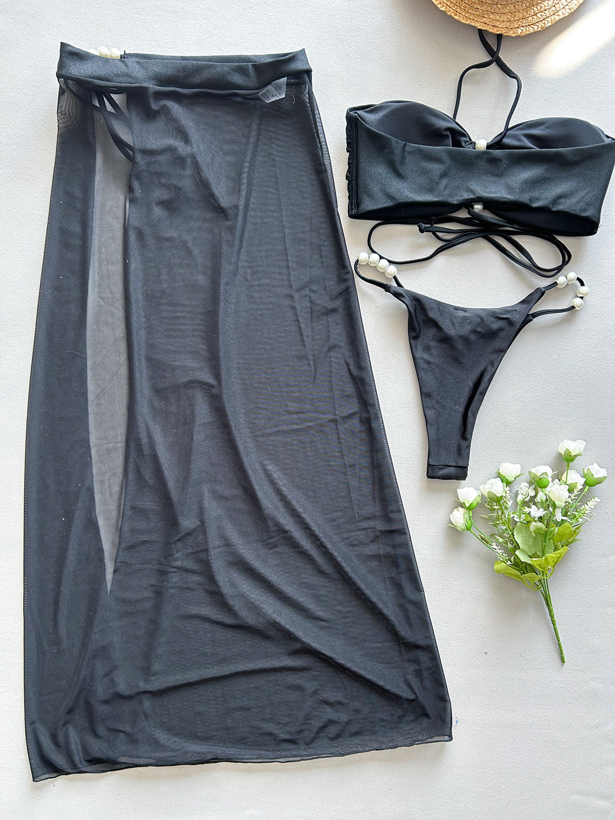 Sexy 3-Piece Bikini Set with Beach Skirt - Free Global Shipping & Crypto Pay