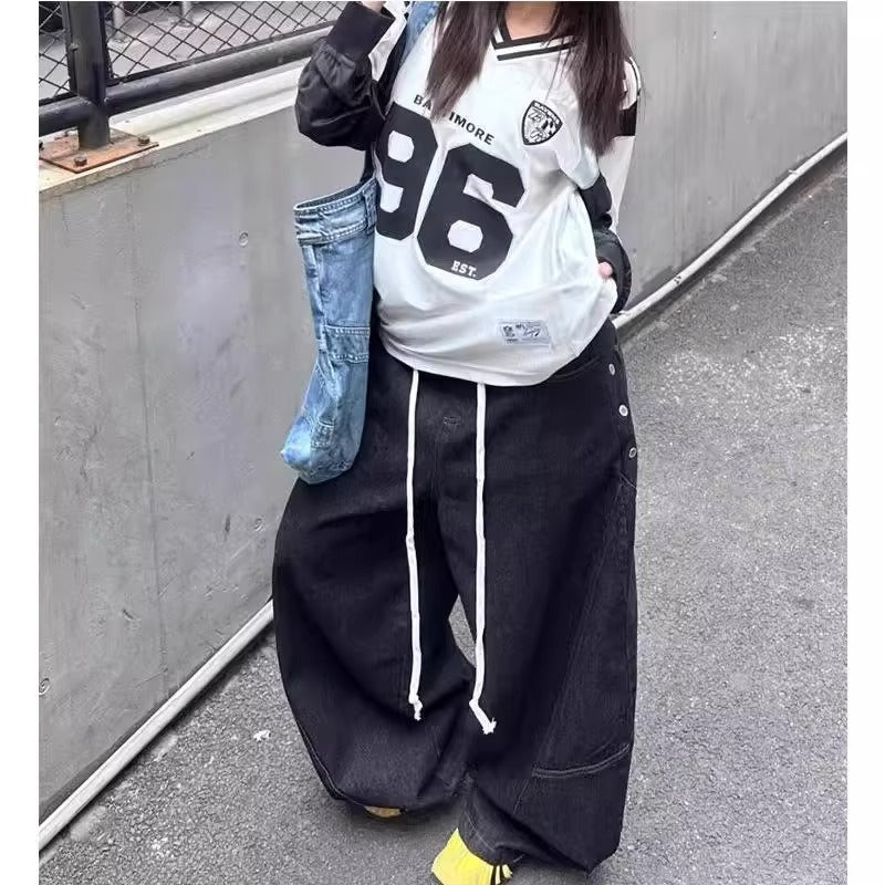 Unisex Retro Wide-Leg Jeans, Free Global Shipping, Crypto Payment Accepted