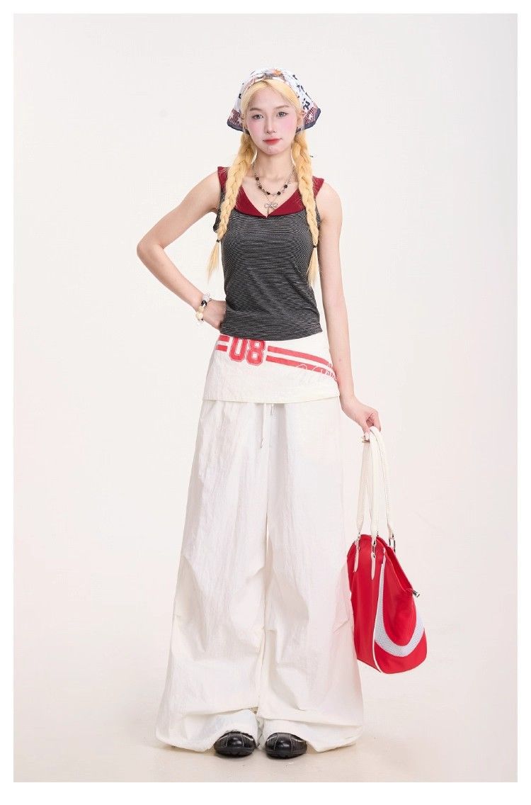 Vintage Cargo Pants - Loose Fit Layered Hem Trousers| Free Shipping|Crypto Payments