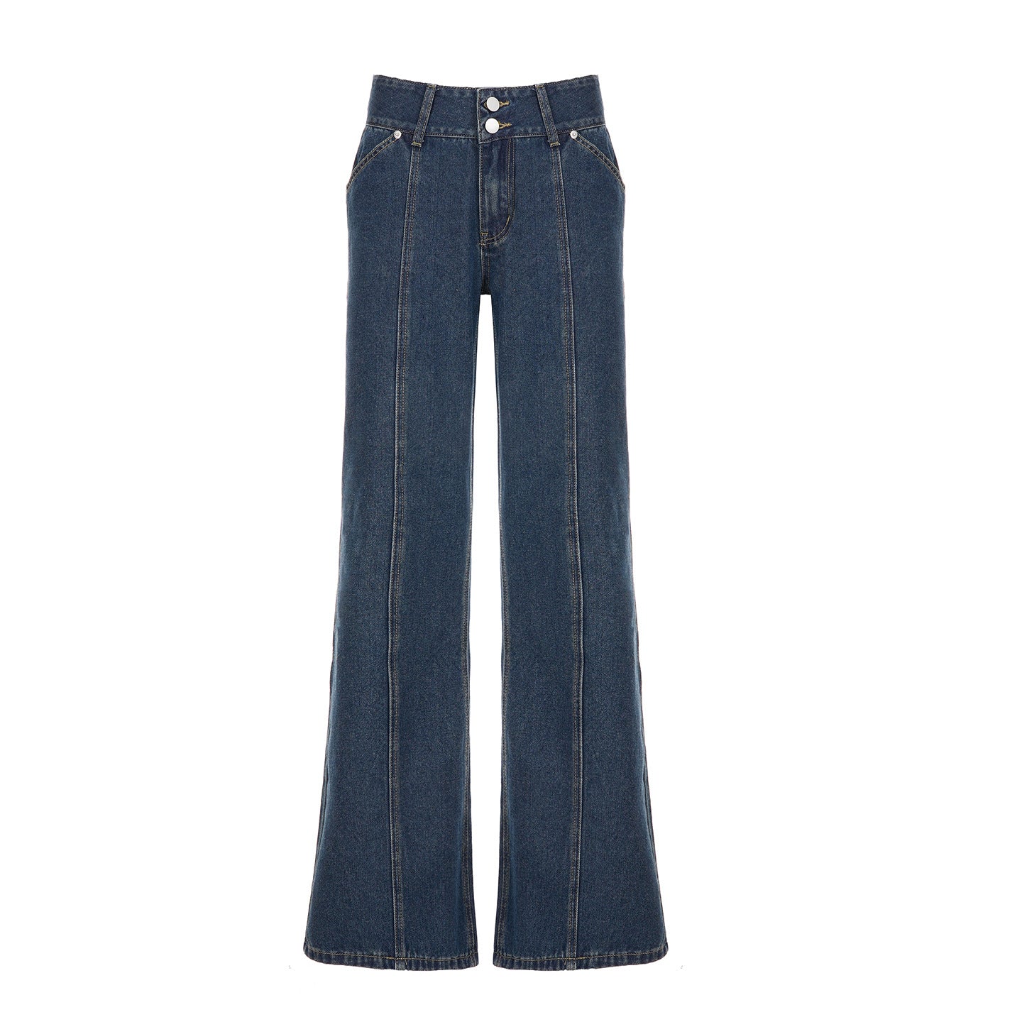 Y2K Wide-Leg Jeans - Distressed Blue Denim Pants | Crypto Payments