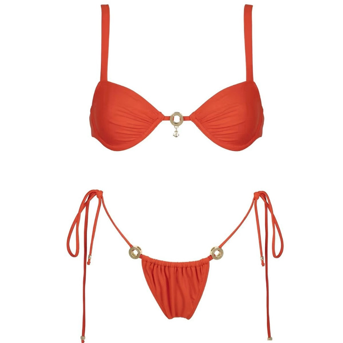 Underwire Bikini - Sexy Solid Color Tie-Strap Split Swimsuit with Free Global Shipping & Crypto Pay