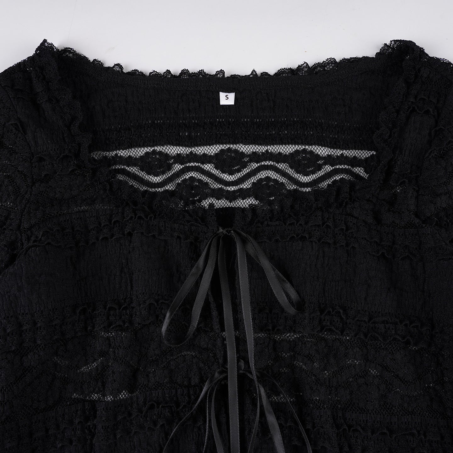 Y2K Sheer Mesh Cover-Up - Sweet & Sexy Tie-Front Long Sleeve Top | Free Shipping"
