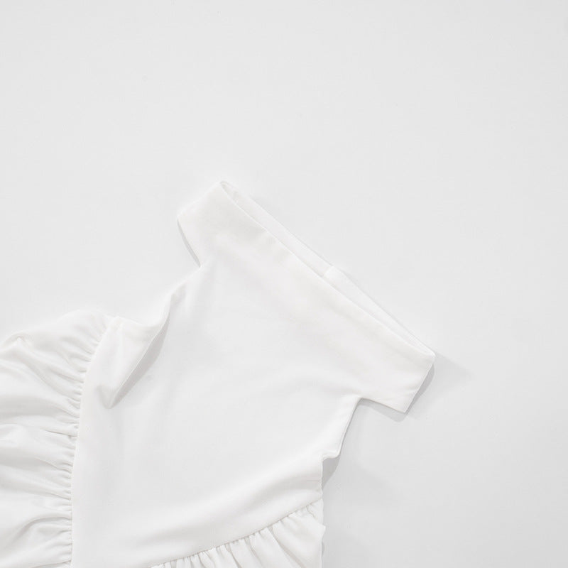 White Halter Backless Ruched Cutout Mini Dress – Sexy Bodycon Style, Free Shipping, Crypto OK