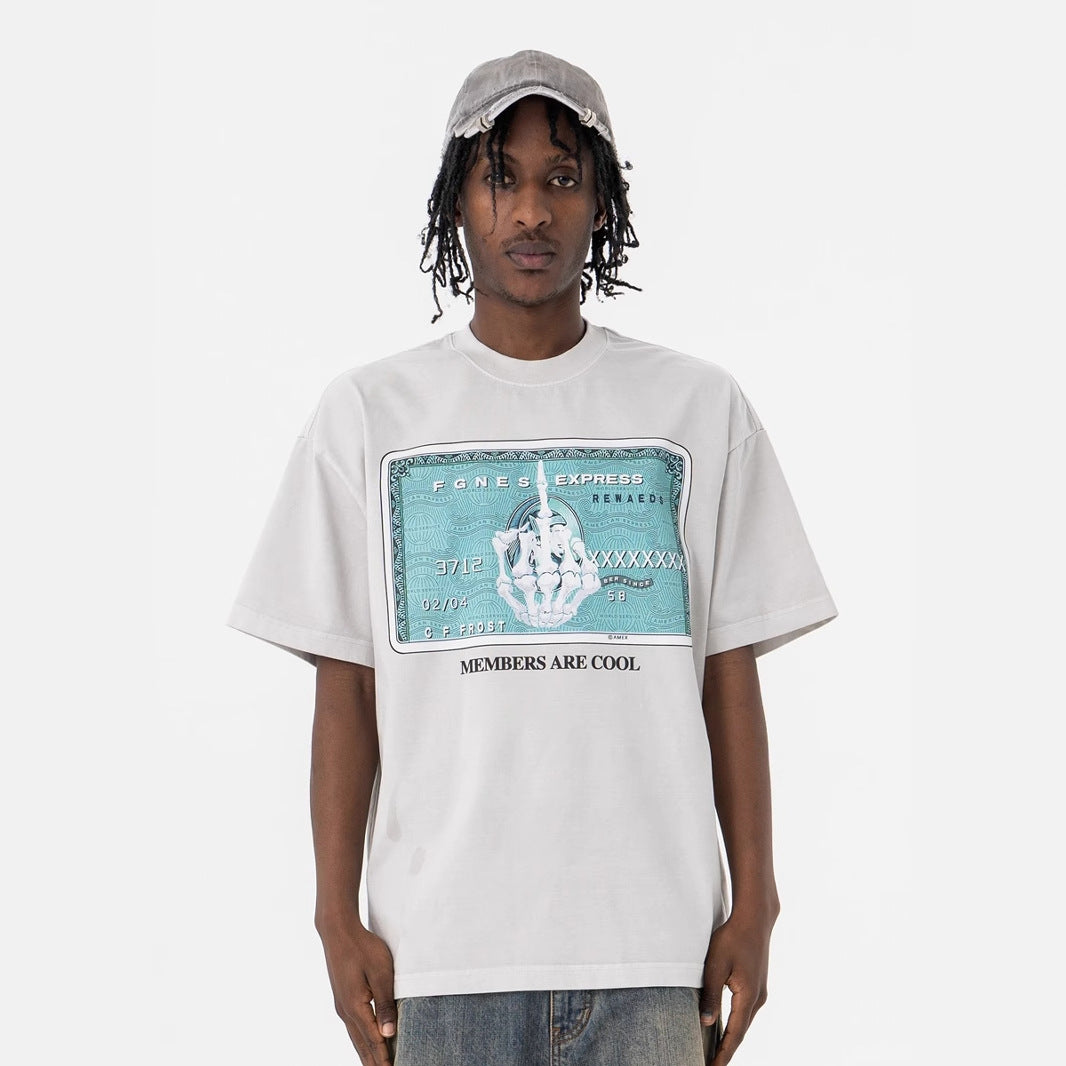 Vintage Skeleton Hand Print Tee - Oversized Streetwear T-Shirt Men Women