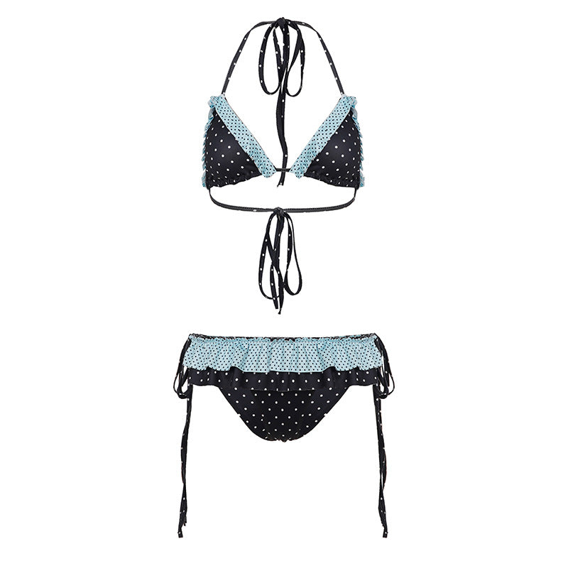 Polka Dot Ruffle Bikini Set - Sweet & Sexy Halter Bralette | Free Shipping