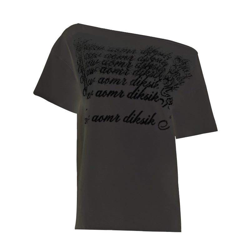 Y2K Off-Shoulder Top - Printed Relaxed Fit Tee | Crypto Payments