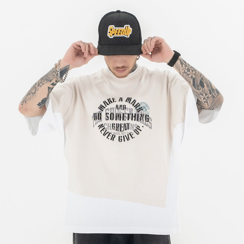 90s Style Grunge T-Shirt - Artistic Collage Print Oversized Cotton Top