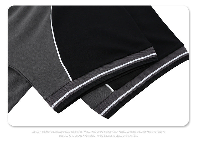 High-Street Raglan T-Shirt | Color Block Polo Style | Loose Fit | Black Apricot | Free Global Shipping | Crypto Accepted