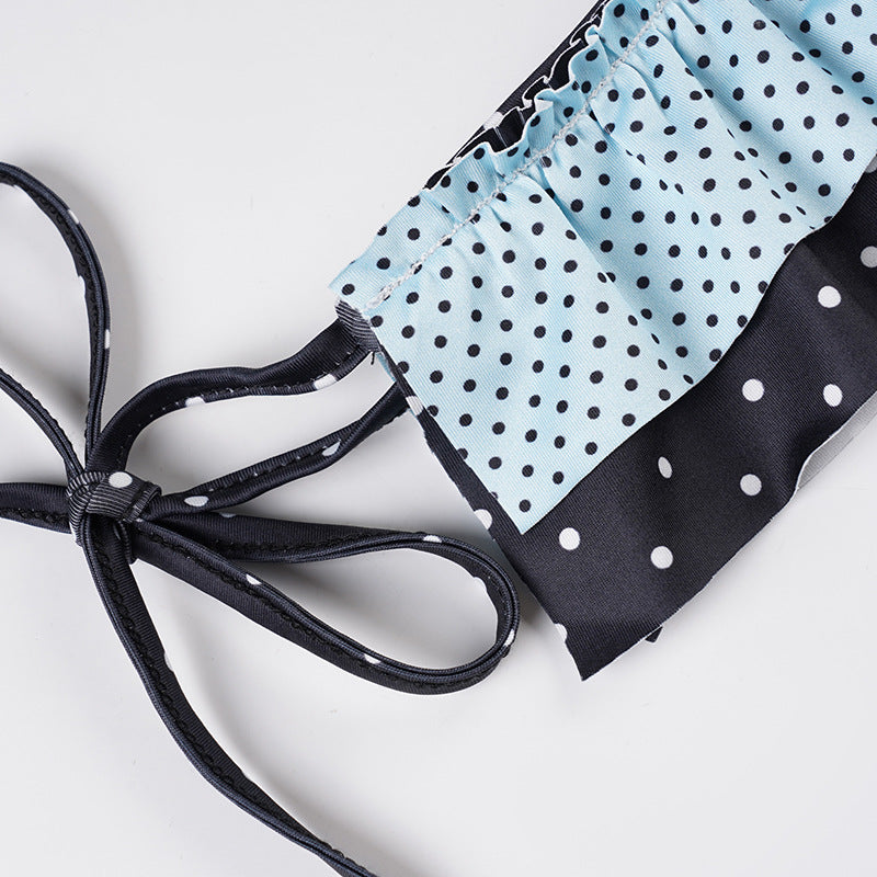 Polka Dot Ruffle Bikini Set - Sweet & Sexy Halter Bralette | Free Shipping