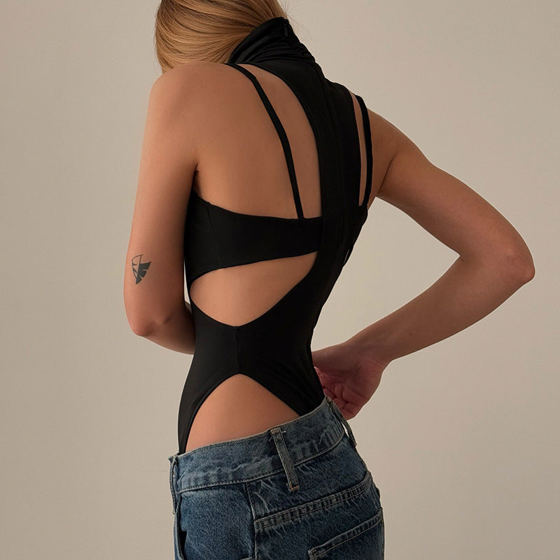Women's Sexy Two-Piece Set - High Neck Bra Top & Cropped Bodysuit | Free Shipping|Crypto Payments