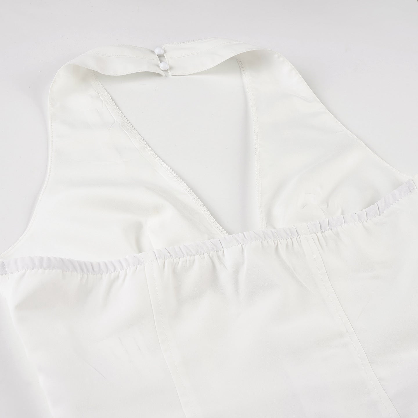 Pure Aesthetic Halter Top - V-Neck Tie-Waist Crop Tee | Free Shipping| Crypto Payments