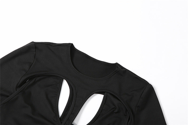 Black Cutout Back T-Shirt - Bodycon Short Sleeveless Top| Free Shipping|Crypto Payments
