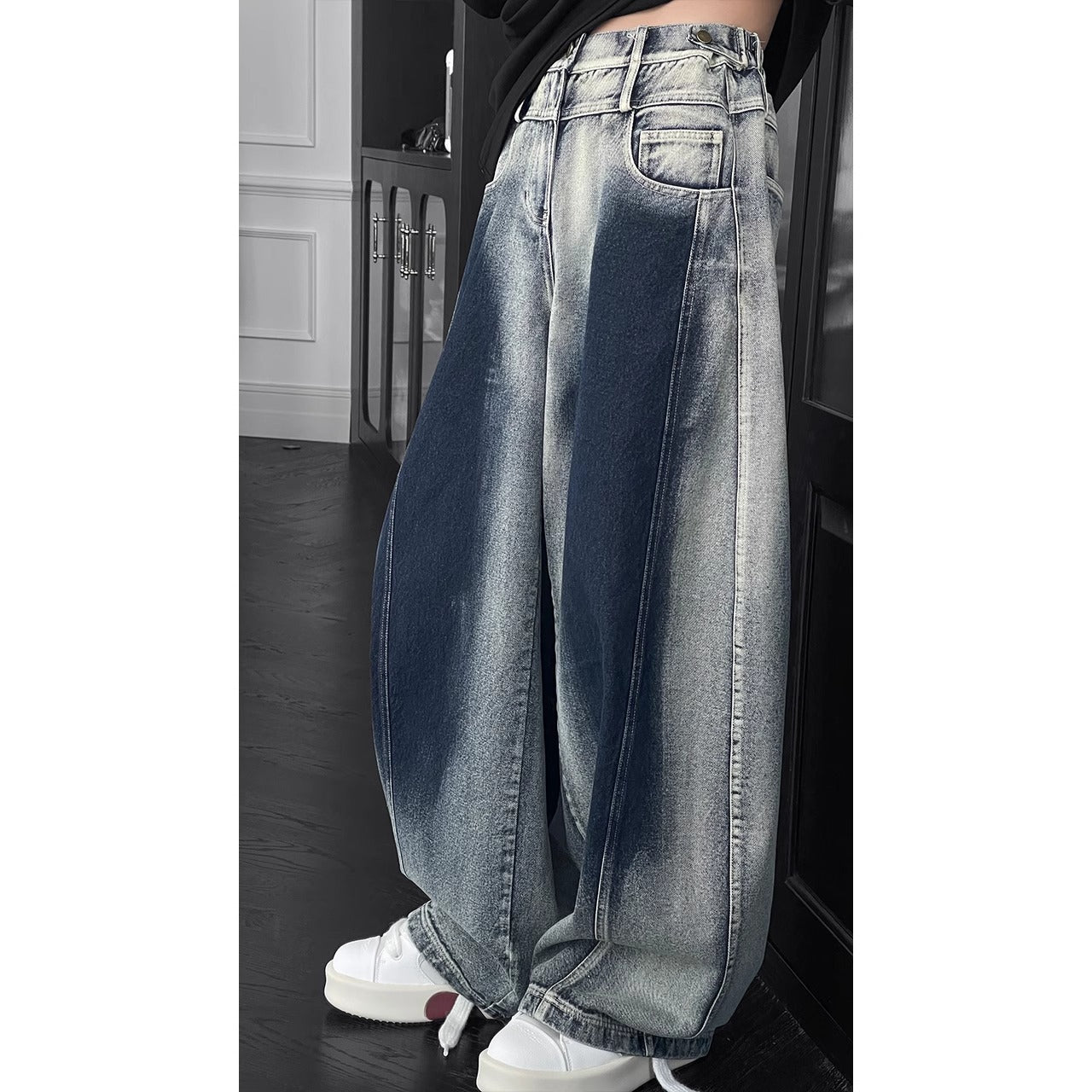 Loose Fit Patchwork Plaid Wide Leg Jeans for Men | Streetwear Unisex Style | Free Global Shipping & Crypto Pay