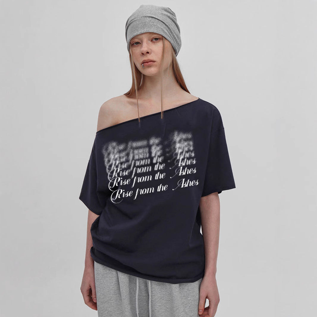 Y2K Off-Shoulder Top - Printed Relaxed Fit Tee | Crypto Payments