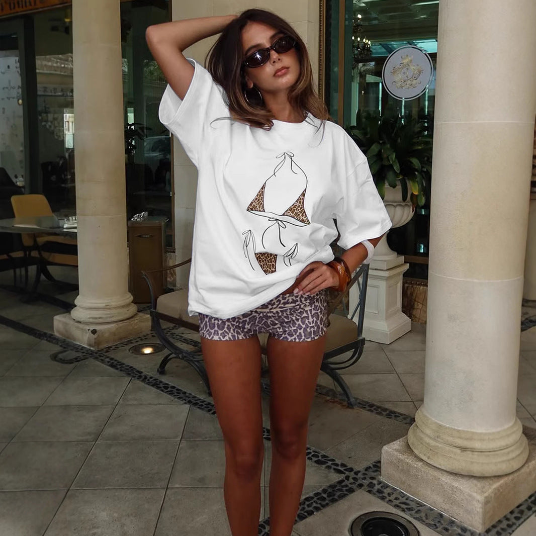 Bikini Print Crop Top - Hip-Hop Graphic Tee | Free Shipping|Crypto Payments