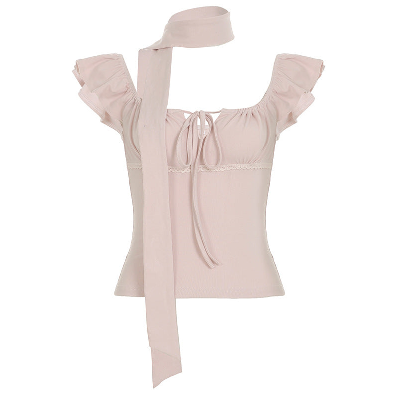 Y2K Top - U-Neck Flutter Sleeve Bustier |Free Shipping |Crypto Payments