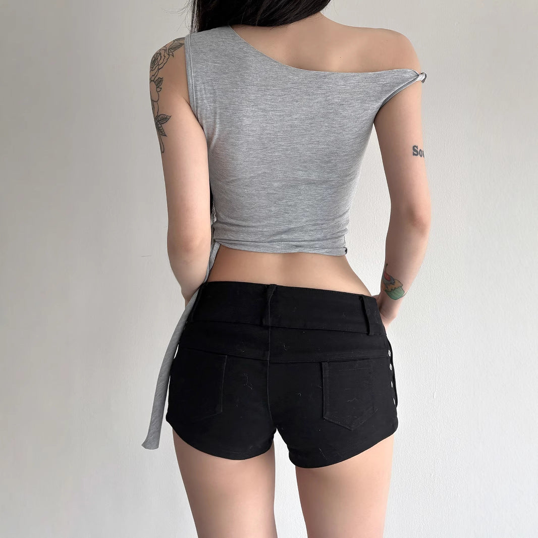 Asymmetric Knot Top - Streetwear Crop | Free Shipping| Crypto Payments